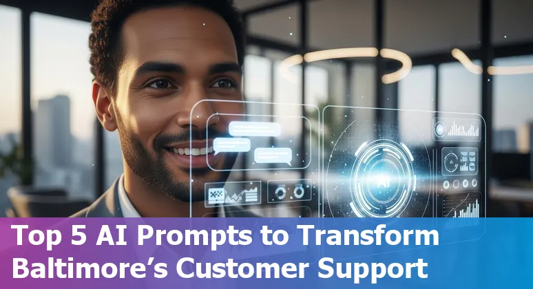 Customer service professional in Baltimore using AI prompts on a computer in 2025