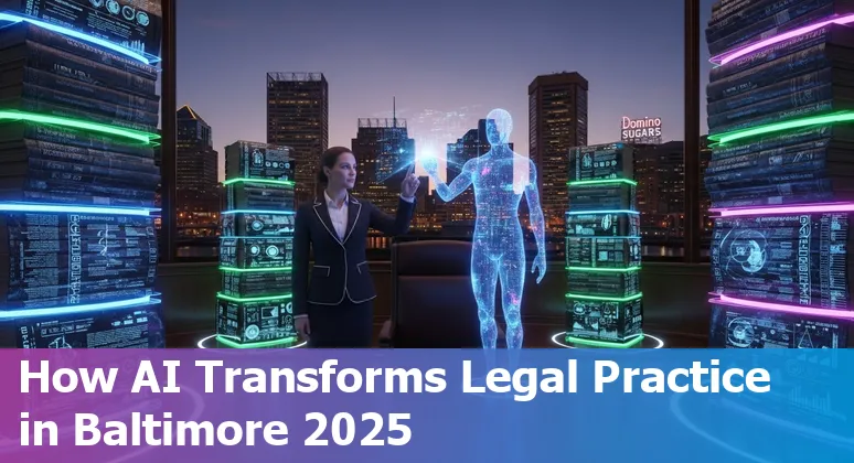Legal professional using AI technology in Baltimore, Maryland law office in 2025
