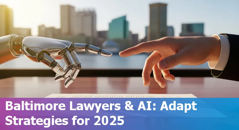 Baltimore cityscape with digital AI legal technology overlay representing legal job transformation in Maryland