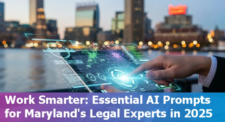 Legal professional using AI tools on computer for case research in Baltimore office