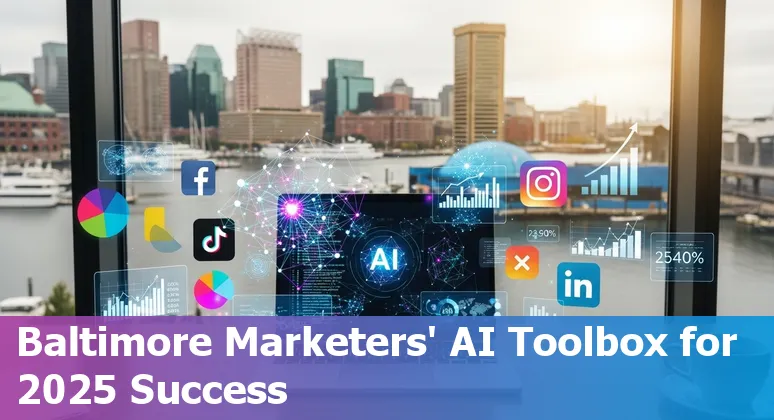 AI tools and marketing icons representing Baltimore's tech landscape in 2025