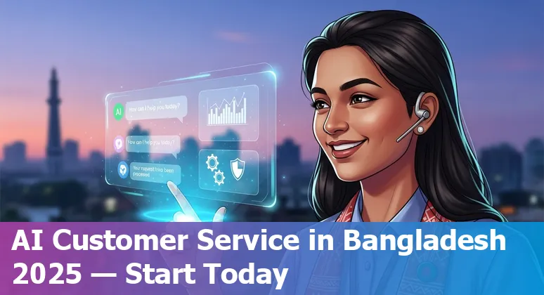 Customer service professional using AI chatbot on laptop in Bangladesh, 2025