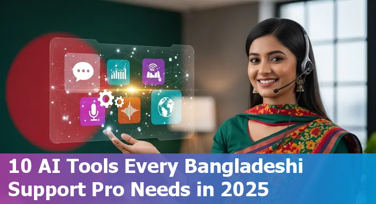 Customer service professional in Bangladesh using AI chatbots on Facebook and Instagram with Bangla language support.