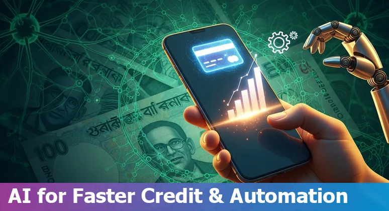 Illustration of AI prompts mapped to banking use cases in Bangladesh, including KYC, AML, credit and customer messaging.