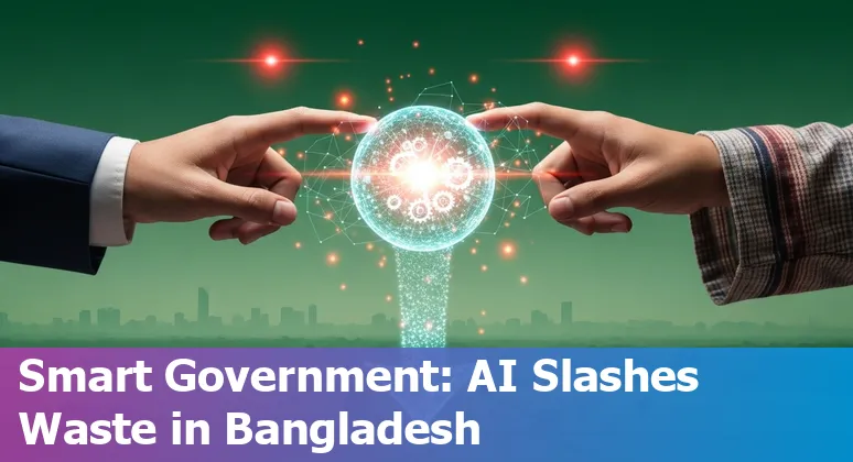 Graphic showing AI improving efficiency for government companies in Bangladesh