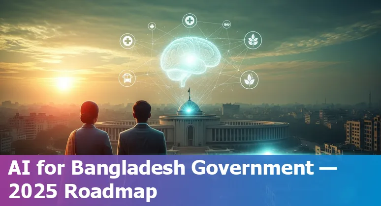Bangladesh government officials reviewing AI strategy documents in Dhaka, Bangladesh (2025)