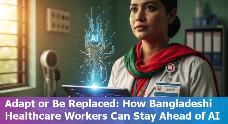 Healthcare workers using AI tools: AIMS Lab research, CMED Health telemedicine, and Smart Sastho Kormi in Bangladesh.