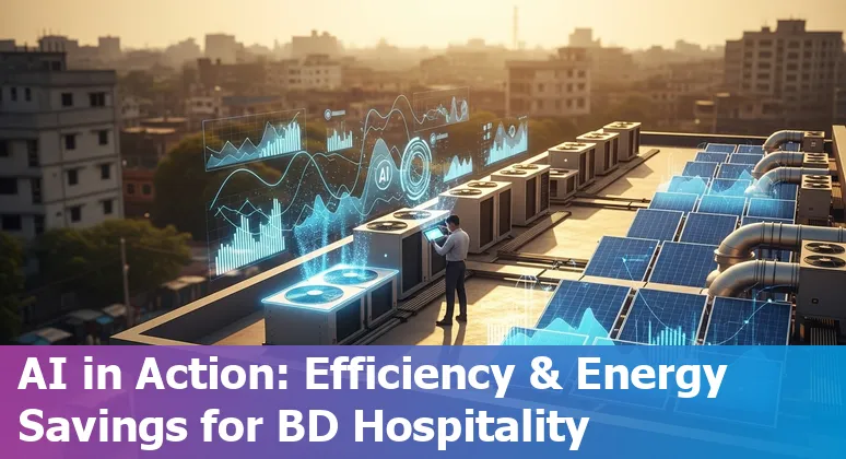 Hotel staff using an AI operations dashboard to optimize costs and guest service at a hotel in Bangladesh