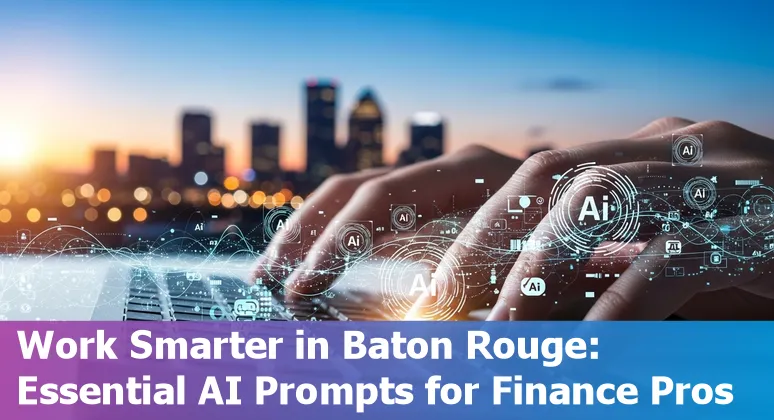 Finance professional in Baton Rouge using AI prompts on a laptop in 2025