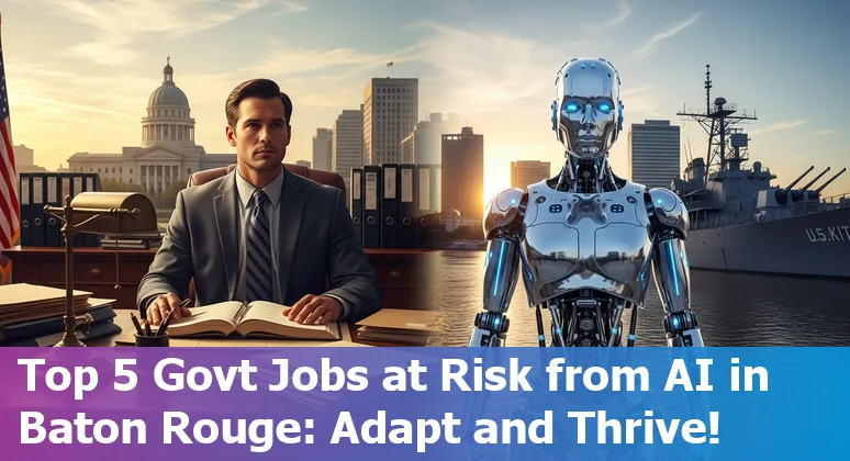 Government office with computer screens highlighting AI technology, Baton Rouge
