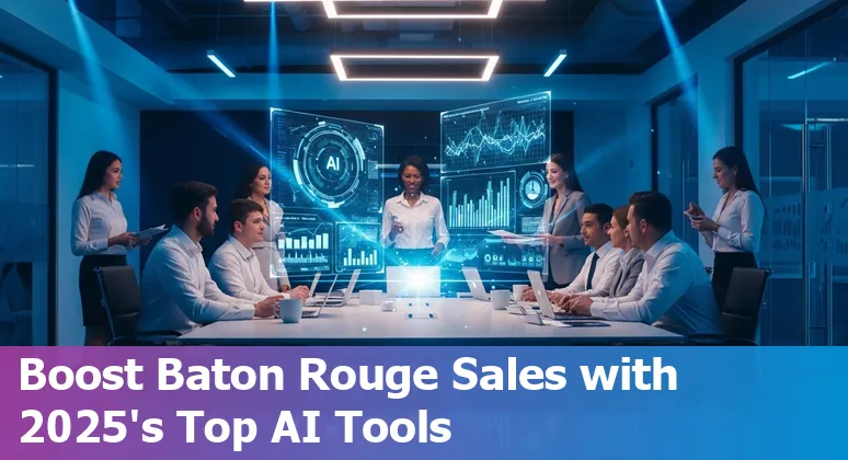 AI tools dashboard showing sales analytics and automation icons for Baton Rouge sales professionals