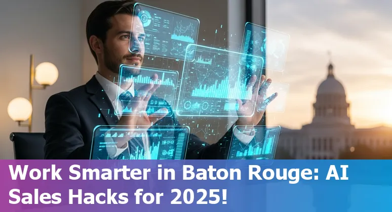 Sales professional using AI tools on laptop in Baton Rouge office