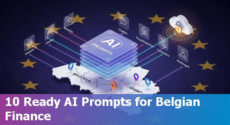 Illustration of AI assisting Belgian bank staff with multilingual chatbots, fraud detection and regulatory compliance