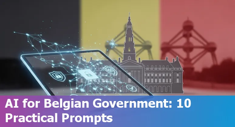 Illustration of Belgium map with AI icons representing public services, healthcare, smart city, legal, and emergency response