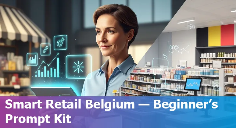 Belgian retail store with AI icons for personalization, visual search, inventory forecasting and chatbots