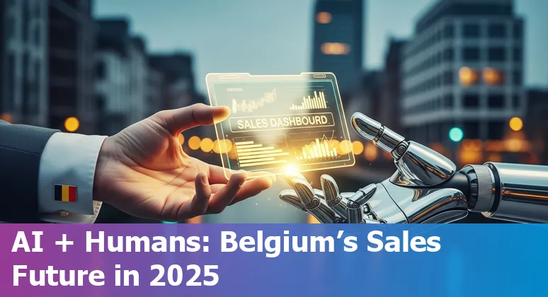 Belgium 2025 sales team using AI tools on laptops, illustrating how AI augments sales jobs in Belgium