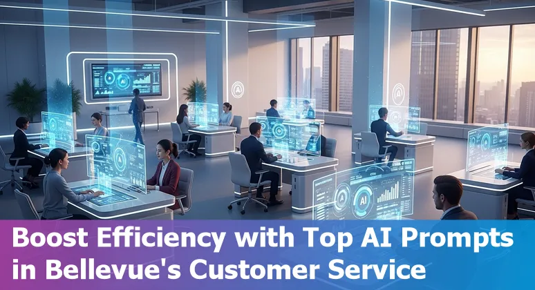 Customer service professional using AI prompts on a computer in Bellevue