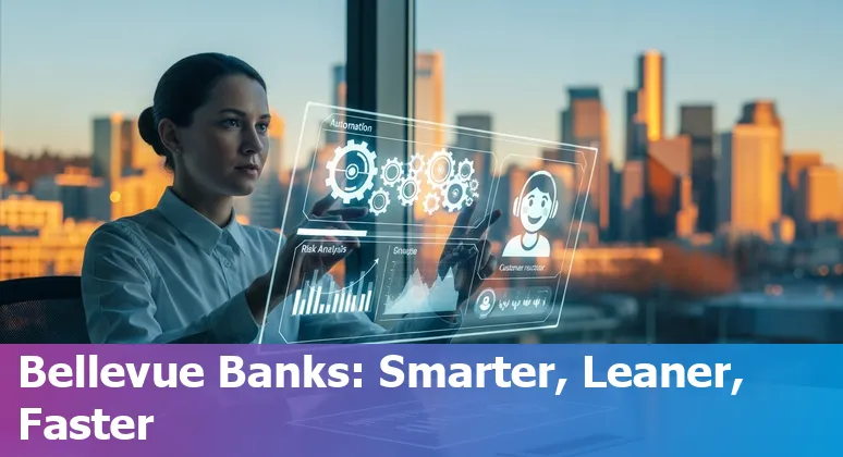Financial services team using AI dashboards in Bellevue, Washington, US to cut costs and improve efficiency