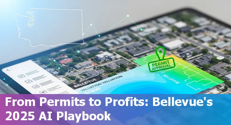 Bellevue Washington skyline with AI icons — guide to using AI in Bellevue real estate in 2025