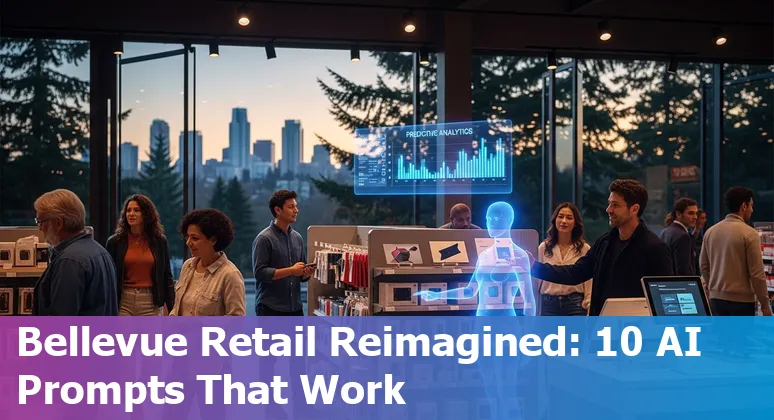 Retail store in Bellevue with AI icons representing personalization, inventory, pricing and chatbots.