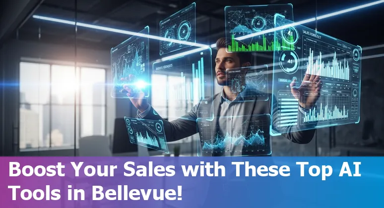 Illustration of diverse AI-powered sales tools aiding a professional in Bellevue, Washington in 2025