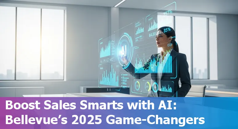 Sales professional using AI tools on a laptop in Bellevue office, Washington, 2025