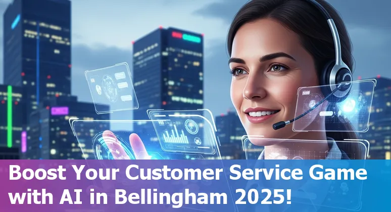 Customer service professional using AI prompts on a laptop in Bellingham office