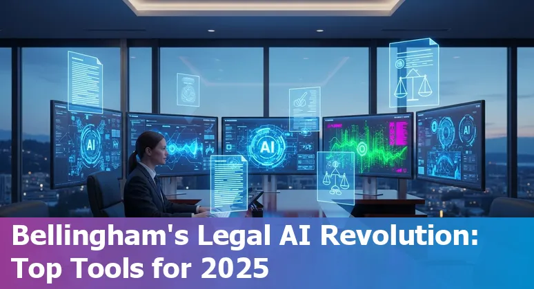 A lawyer using AI-powered tools on a laptop in a Bellingham law office