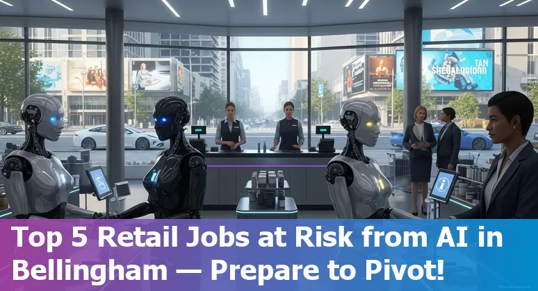 Store cashier using self-checkout machine illustrating automation impact on retail jobs in Bellingham