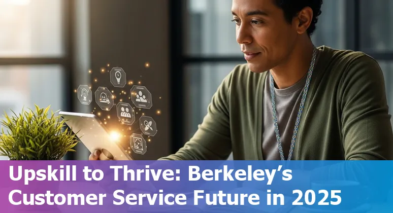 Customer service agent using AI tools in Berkeley, California call center, 2025