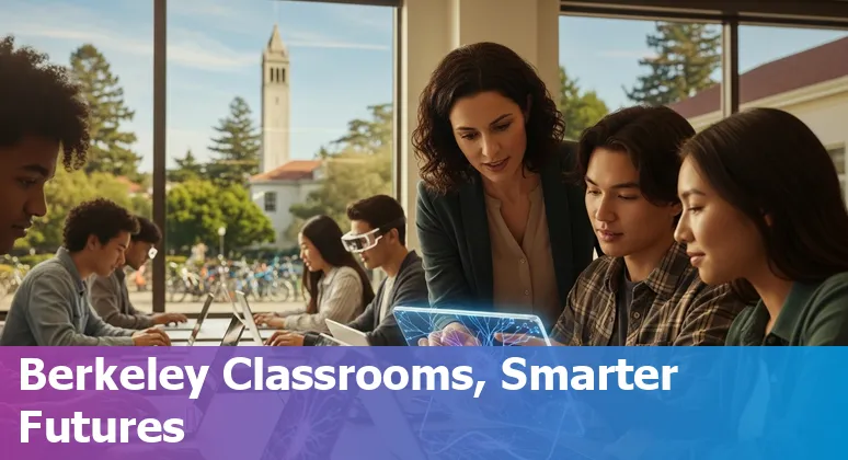 Educators using AI tools on laptops at UC Berkeley campus in Berkeley, California, 2025