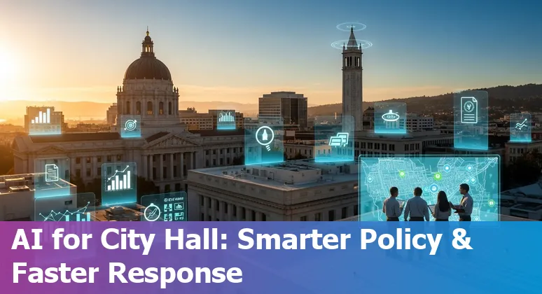 City of Berkeley officials using AI prompts for policy drafting, outreach, and emergency response on a laptop.