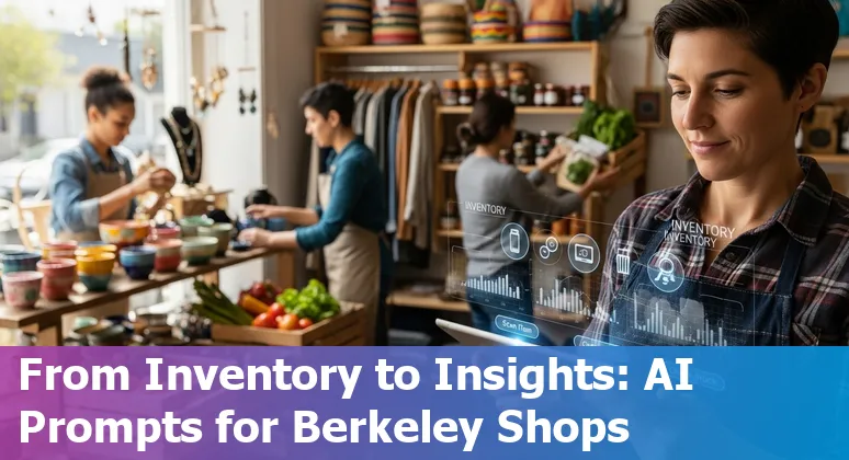 Berkeley retail storefront with AI icons overlay representing recommendations, chatbots, inventory, and AR try-on