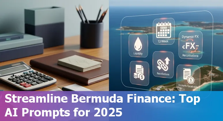 Finance team in Bermuda reviewing AI-generated liquidity dashboard with currency charts and aged receivables.