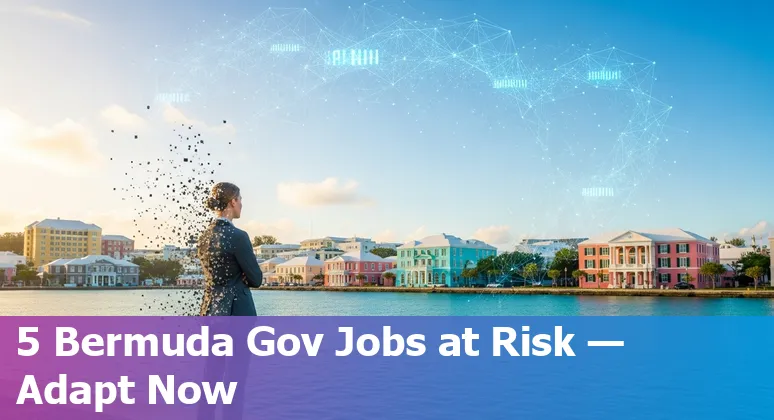 Bermuda government office worker using AI tools on a laptop in a public service office