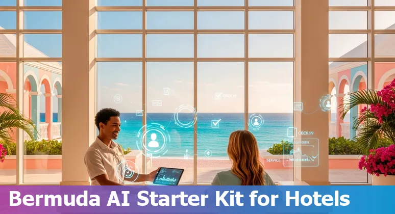 Hotel staff using an AI dashboard to manage bookings and energy in Bermuda