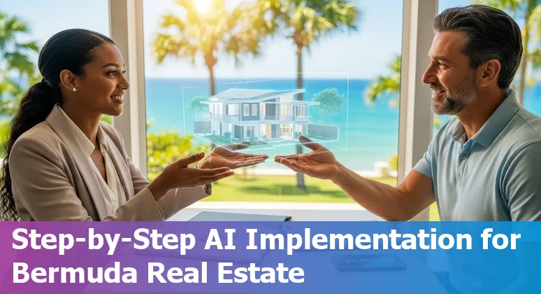 Illustration of AI processing real estate documents and maps in Bermuda