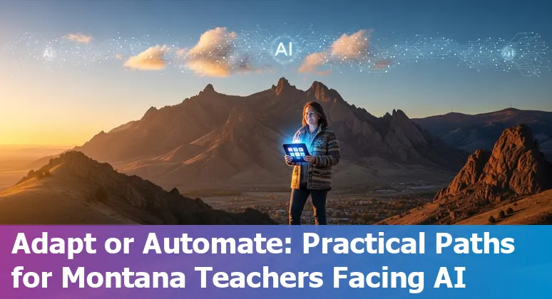 Billings educators discussing AI risks in a classroom with Montana State University Billings in the background