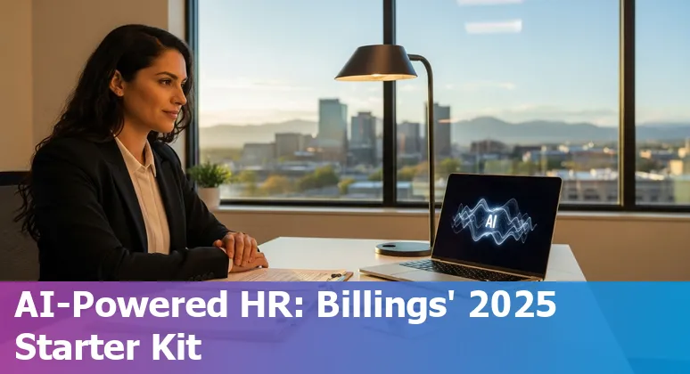 HR professional using AI dashboard in Billings, Montana, US office setting