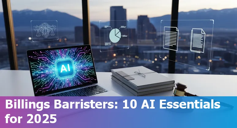 Billings Montana lawyer using AI tools on laptop with court building in background