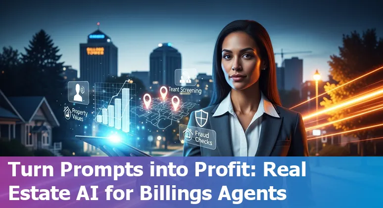 Real estate agent using AI tools to analyze Billings, Montana property data on a laptop