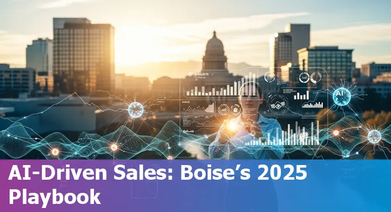 Sales professional using AI tools in Boise, Idaho with Boise skyline and Micron reference