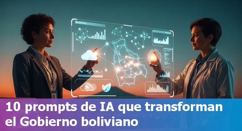 Illustration of AI for Bolivian government: maps, satellite imagery, sensors and a citizen engagement dashboard.