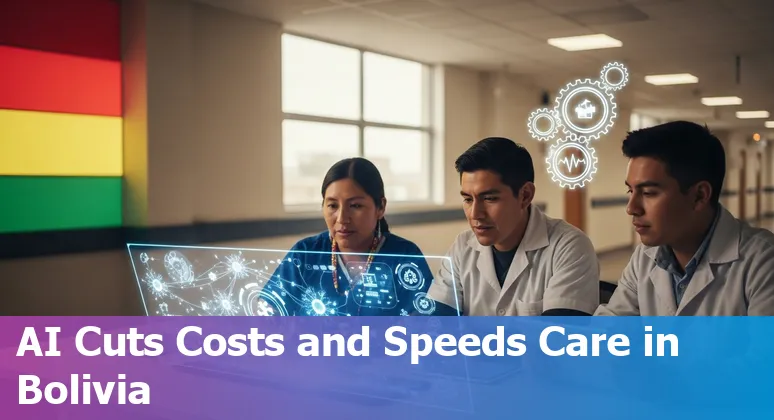 Healthcare worker using AI dashboard in a Bolivian clinic to improve efficiency and cut costs in Bolivia