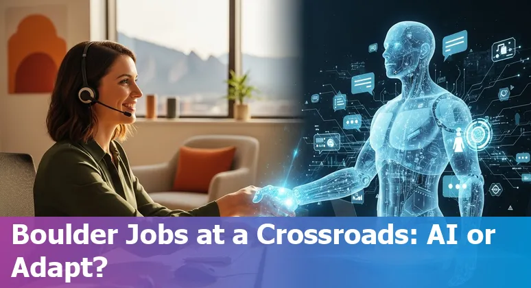 Customer service agent working with AI assistant in an office in Boulder, Colorado, US