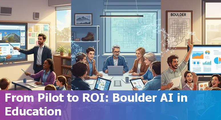 Educators and AI tools improving efficiency at a Boulder, Colorado education company office