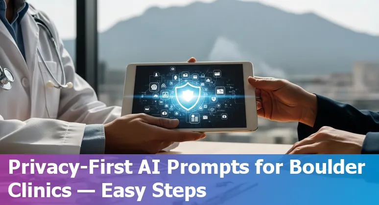 Healthcare AI in Boulder: clinicians, GPUs, and local startup logos representing top prompts and use cases.