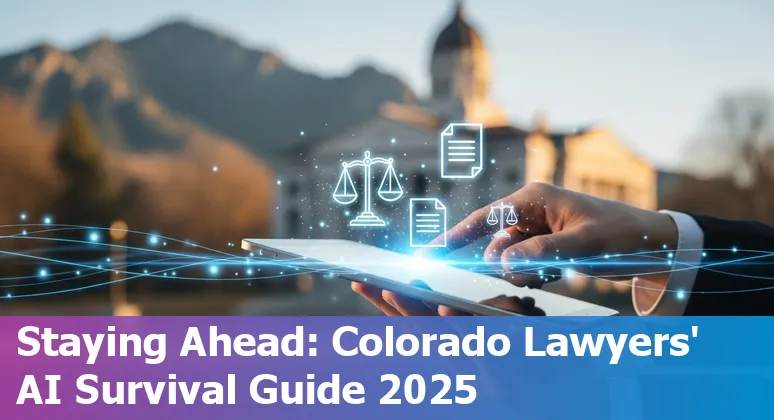 Lawyer and AI interface overlay with Boulder, Colorado skyline — legal tech in Boulder, Colorado.