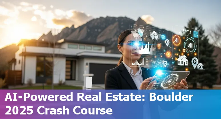 Boulder, Colorado real estate agents using AI tools in 2025—city skyline and mountain homes.