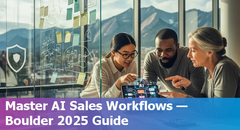 Sales professional using AI tools in Boulder, Colorado skyline, 2025